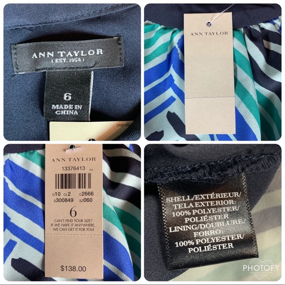 Ann Taylor Dress Size 6 Maxi Blue Green Striped - Picture 7 of 7